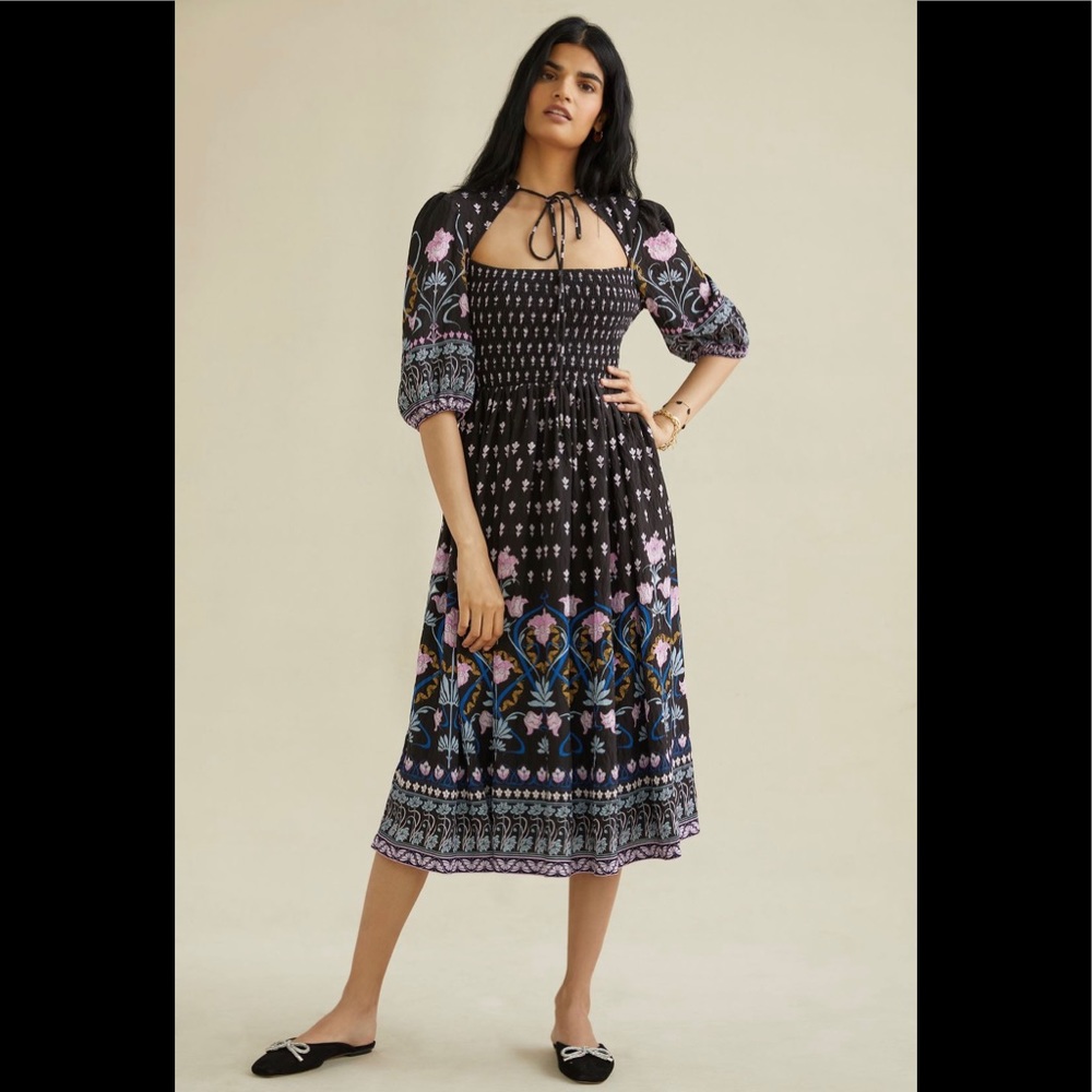 Anthropologie Dasha Smocked Midi Dress - Size small